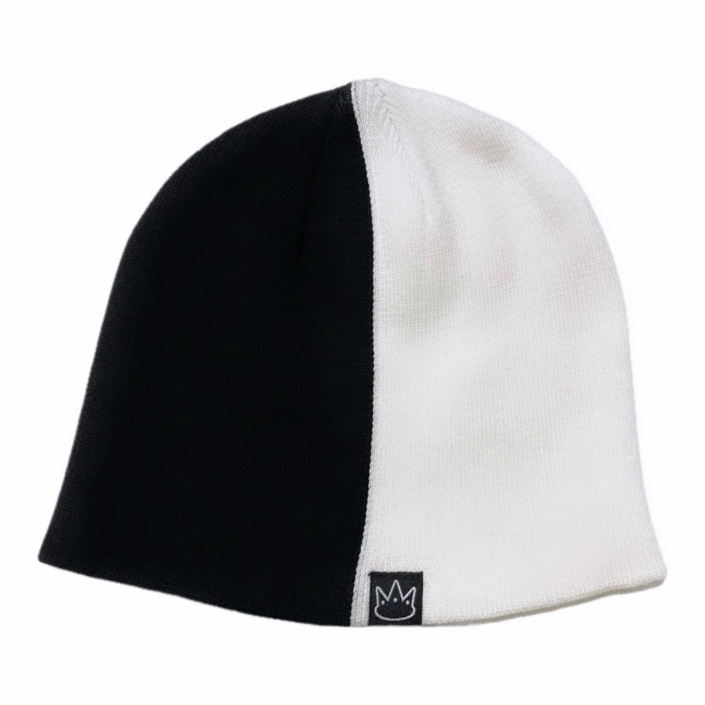Jay Rauler Half Black White Two Tone Split COTTON Skull Cap Beanie Skullie Knit